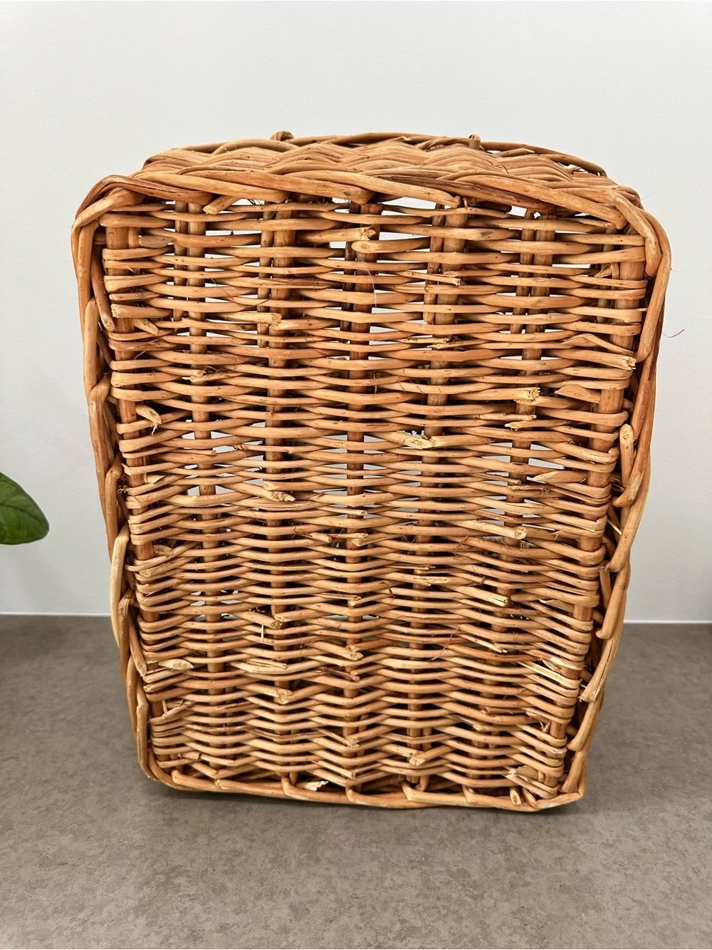 Vintage Woven Rattan Wicker Large Storage Basket 9 Compartments Handles Natural